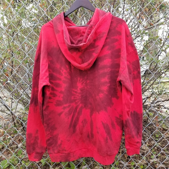 NA-KD Tie dye red oversize pullover hoodie M - Picture 4 of 10